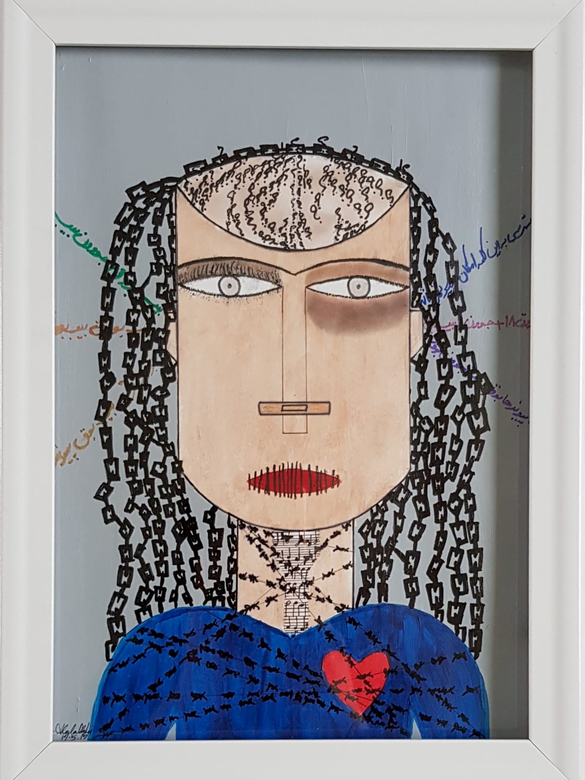 “Less than half” painting and photograph by Nishtman Abdollahi, 2019